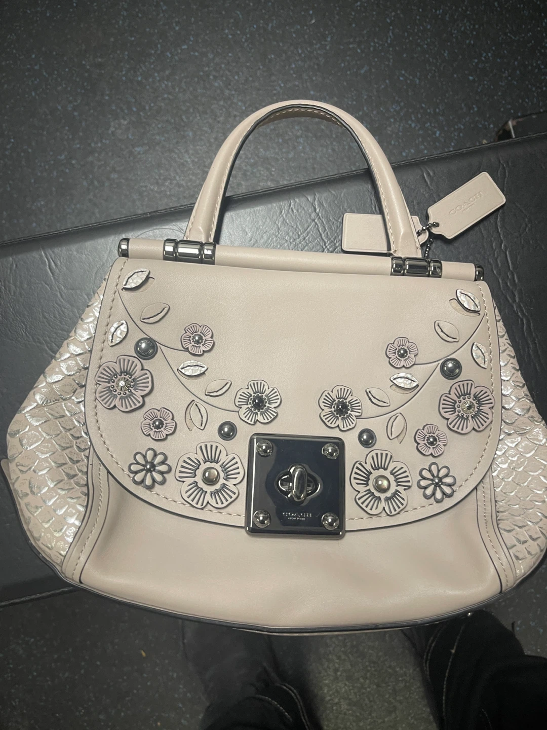 Coach Floral Appliqué Leather Handbag - photo 4