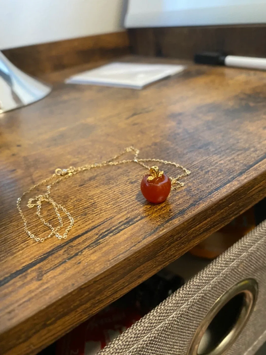 18K Gold and Garnet Apple Necklace image indicator(2)