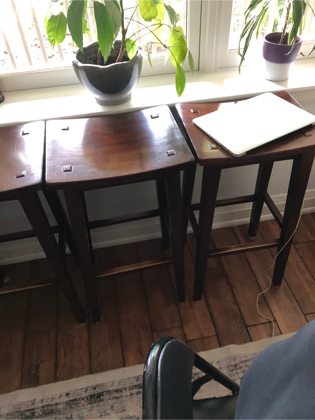 Wooden Bar Stools - Set of 3 thumbnail