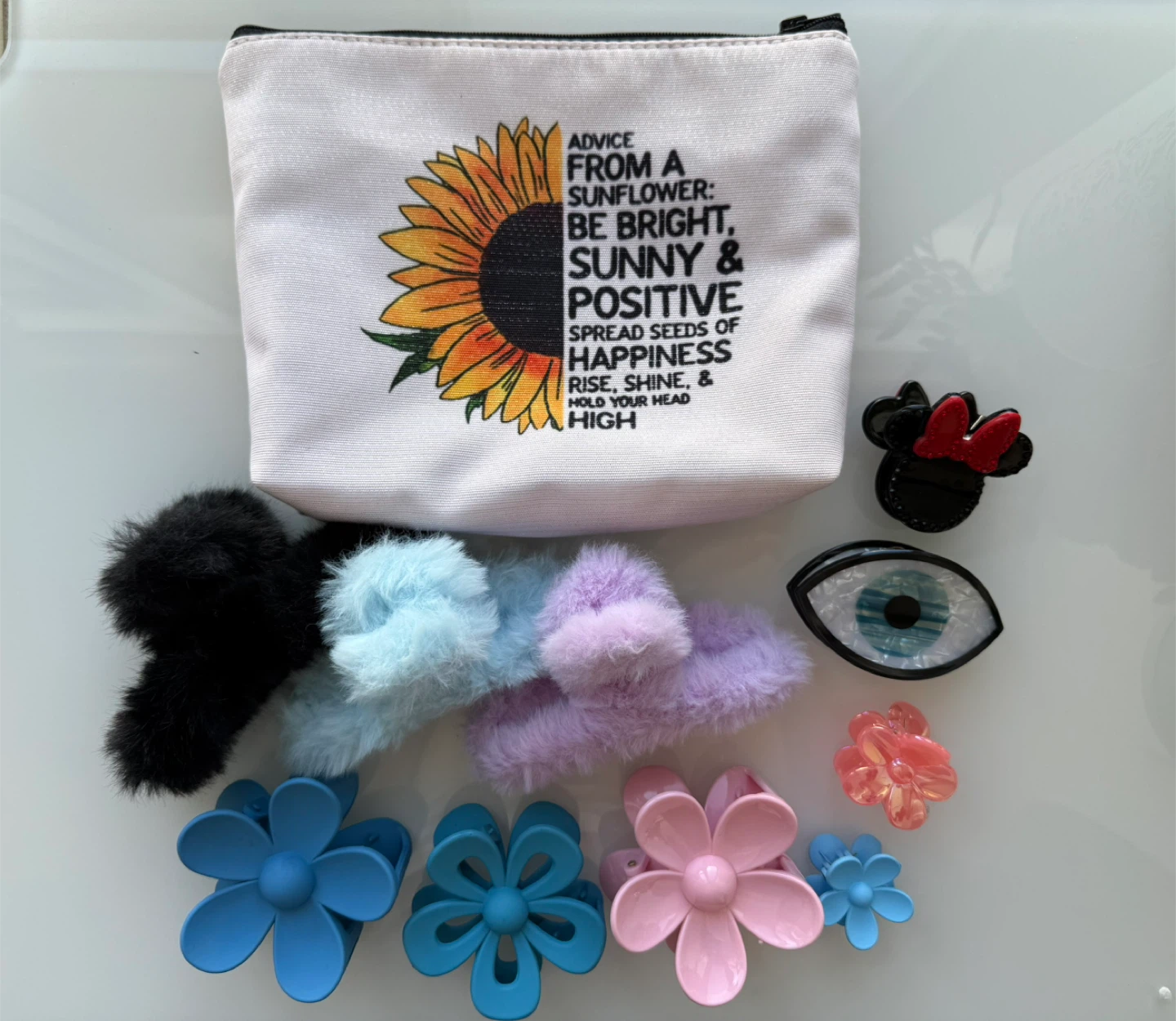 Assorted Hair Accessories & Sunflower Pouch