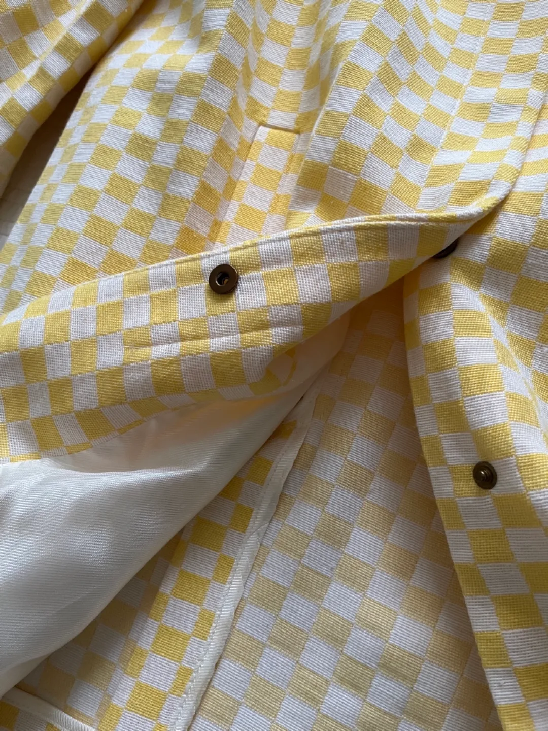 Zara Yellow & White Checkered Jacket - XL image indicator(4)