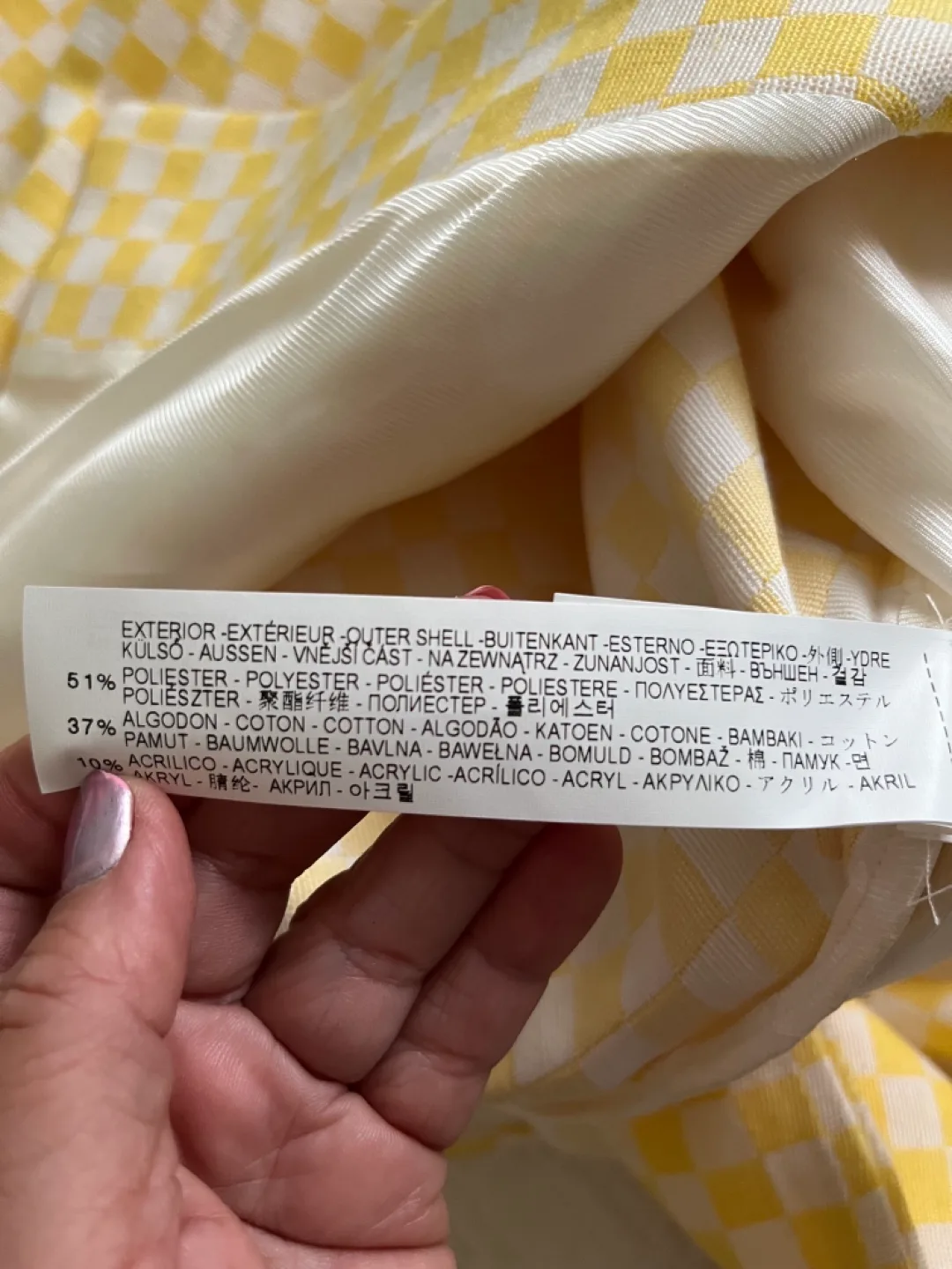 Zara Yellow & White Checkered Jacket - XL image indicator(5)