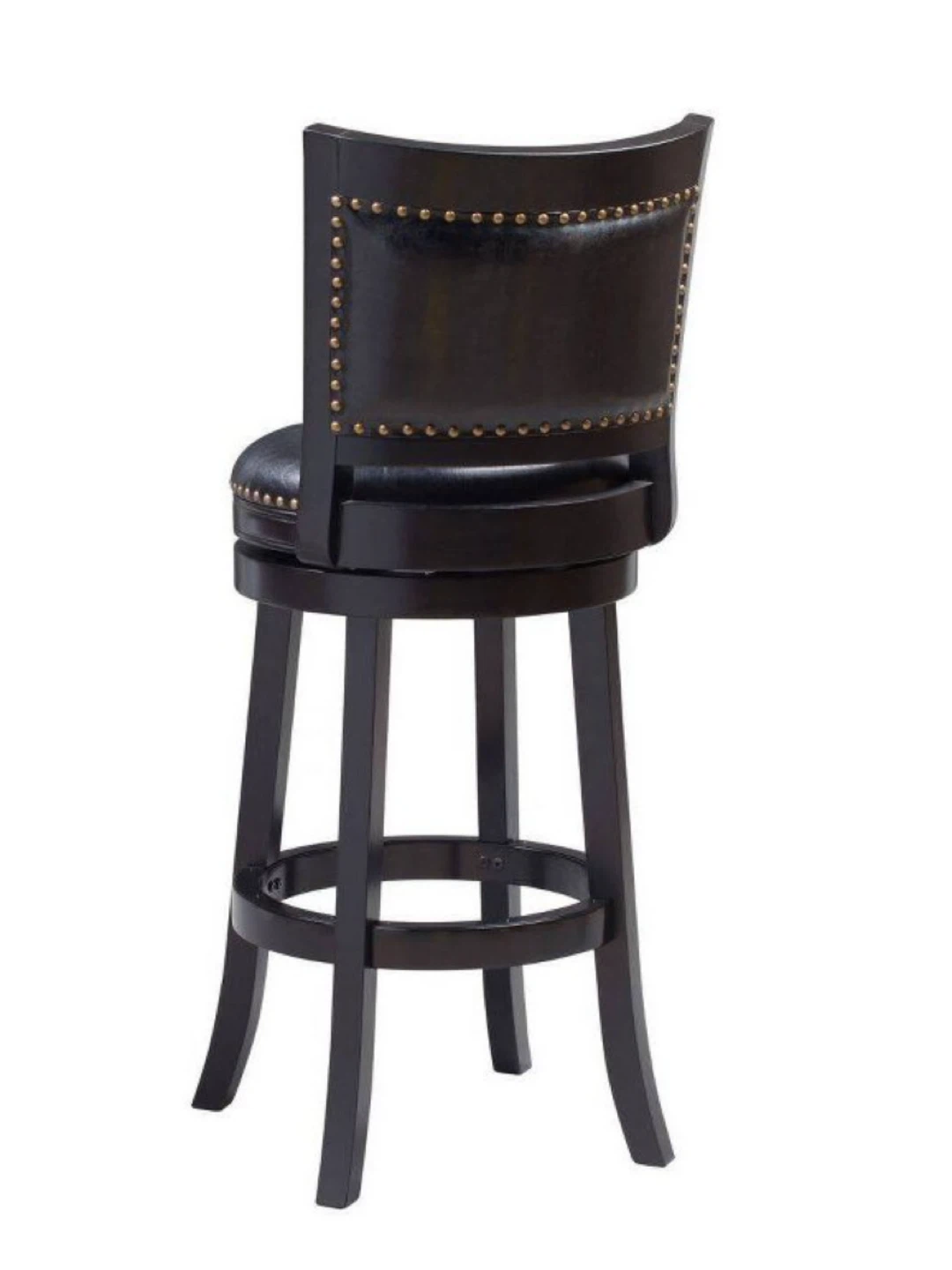 SET OF 2 Black Swivel Barstools - Faux Leather, Nailhead Trim - photo 3