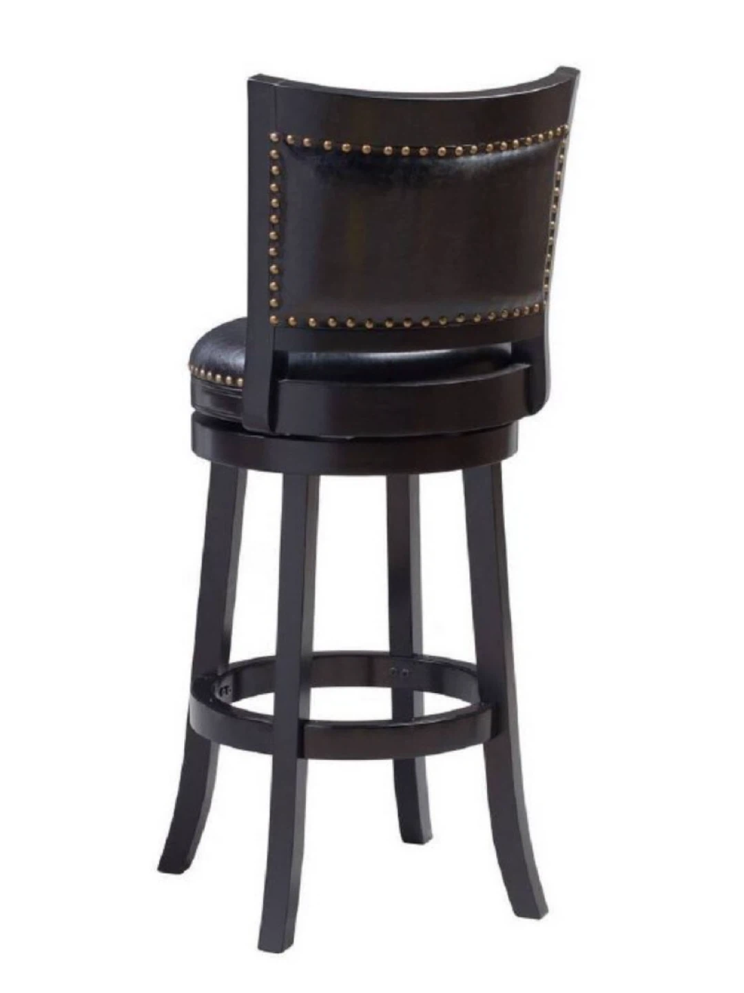 SET OF 2 Black Swivel Barstools - Faux Leather, Nailhead Trim - photo 5