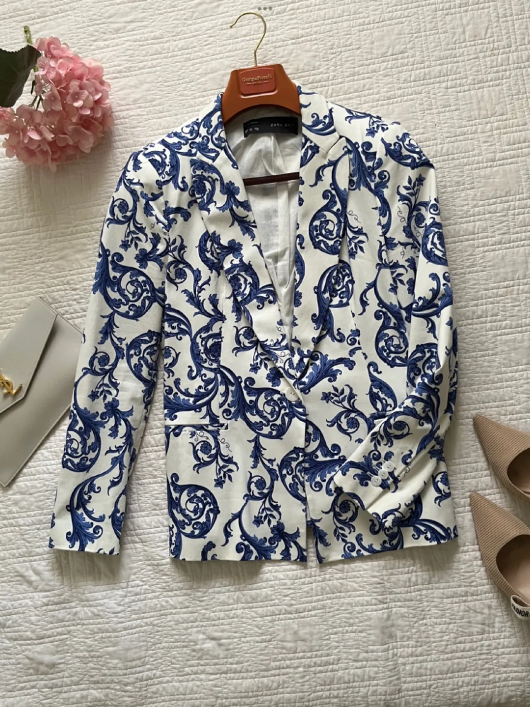 Jacquard Blazer - Blue & White Pattern thumbnail