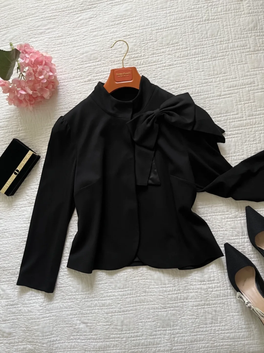 Ann Taylor Black Bow Blazer - Size XL thumbnail
