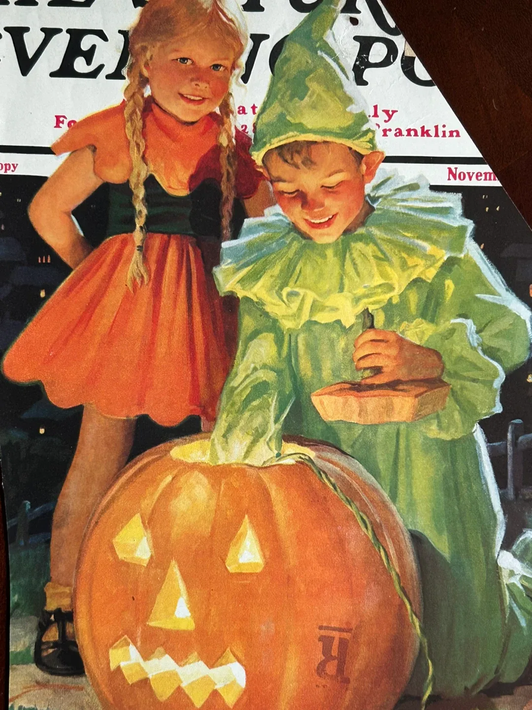 $16 Halloween art antique 1934 Jack-o-Lantern Halloween costumes image indicator(2)