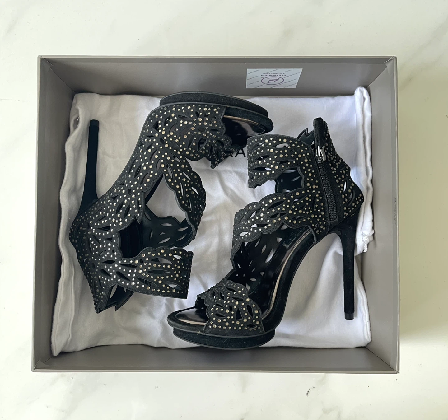 New BCBGMAXAZRIA Faricia Suede Black Heels - Size 6.5 - photo 4