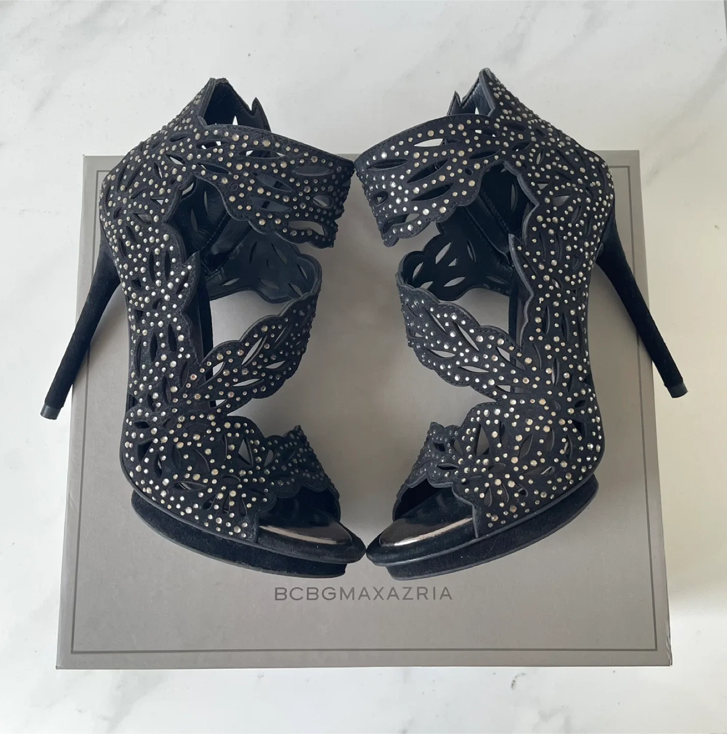 New BCBGMAXAZRIA Faricia Suede Black Heels - Size 6.5 thumbnail