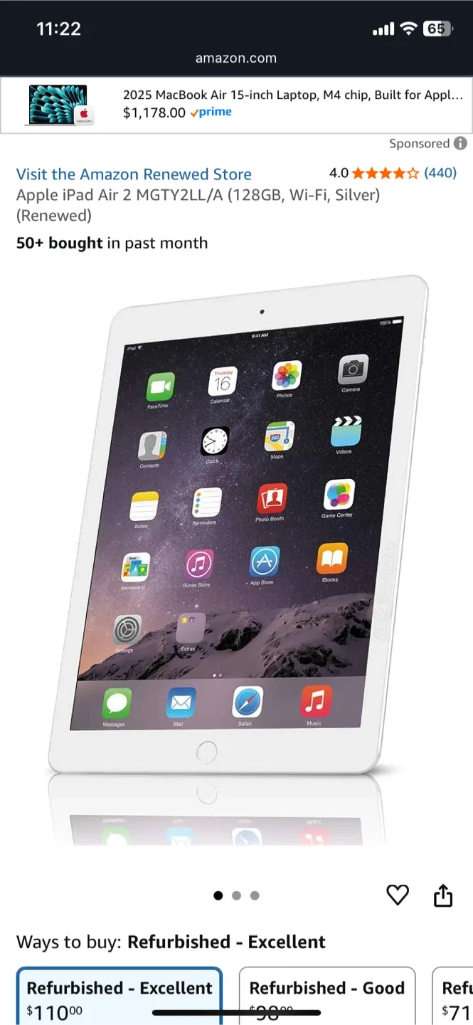 Apple iPad Air 2 MGYT2LL/A (128GB, Wi-Fi, Silver) image indicator(2)