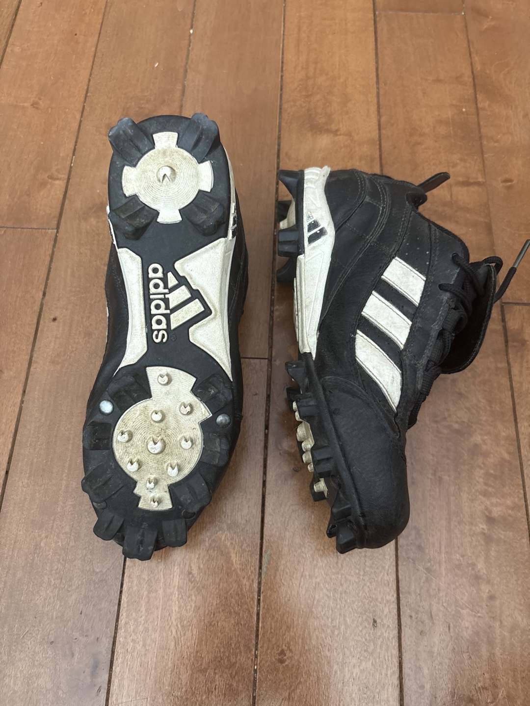 Adidas Black & White Cleats - Size 6 - photo 2