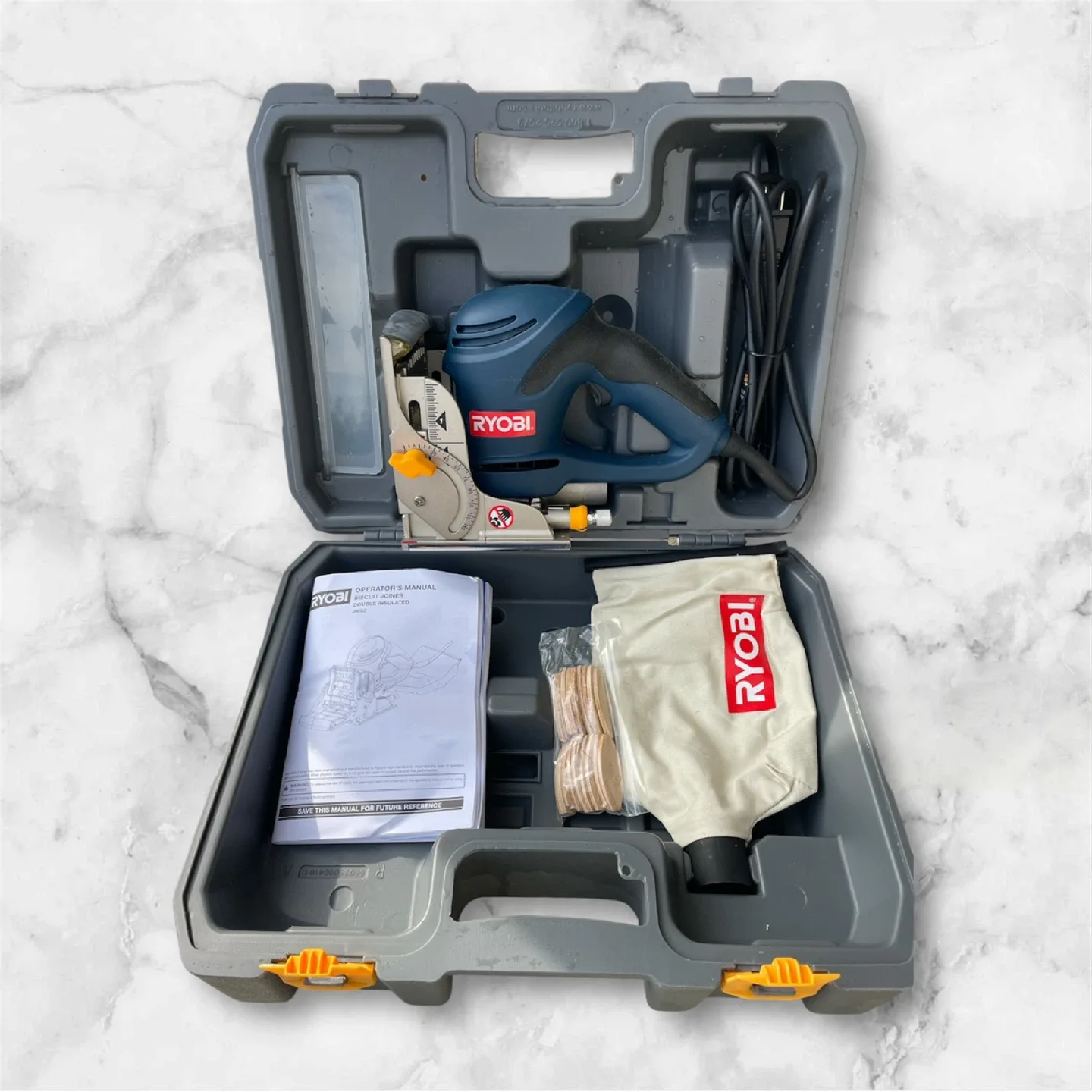 🥕 NEW Ryobi Biscuit Joiner with Case & Accessories thumbnail