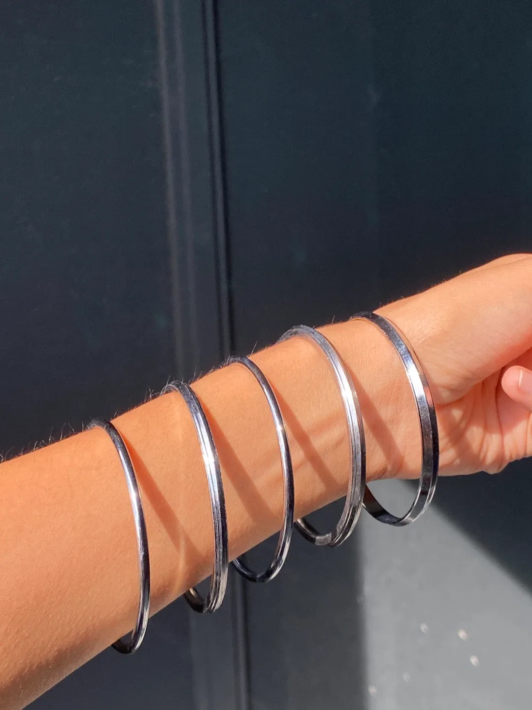 THICK & SHINY Stainless Steel Bangles - Set of 5 image indicator(2)