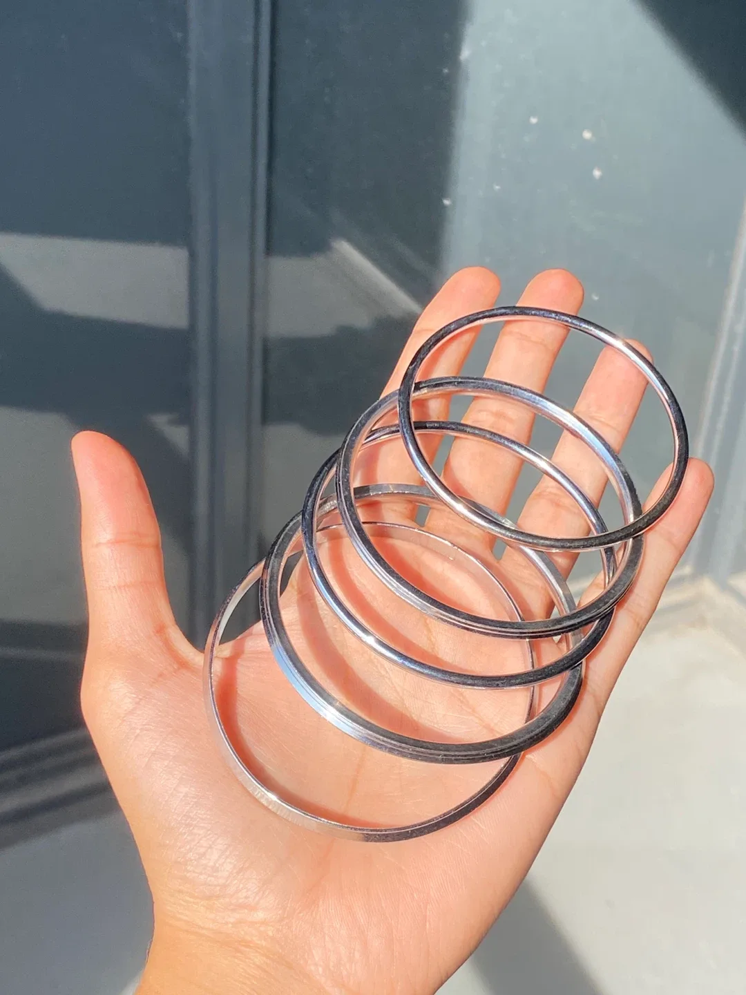 THICK & SHINY Stainless Steel Bangles - Set of 5 image indicator(3)