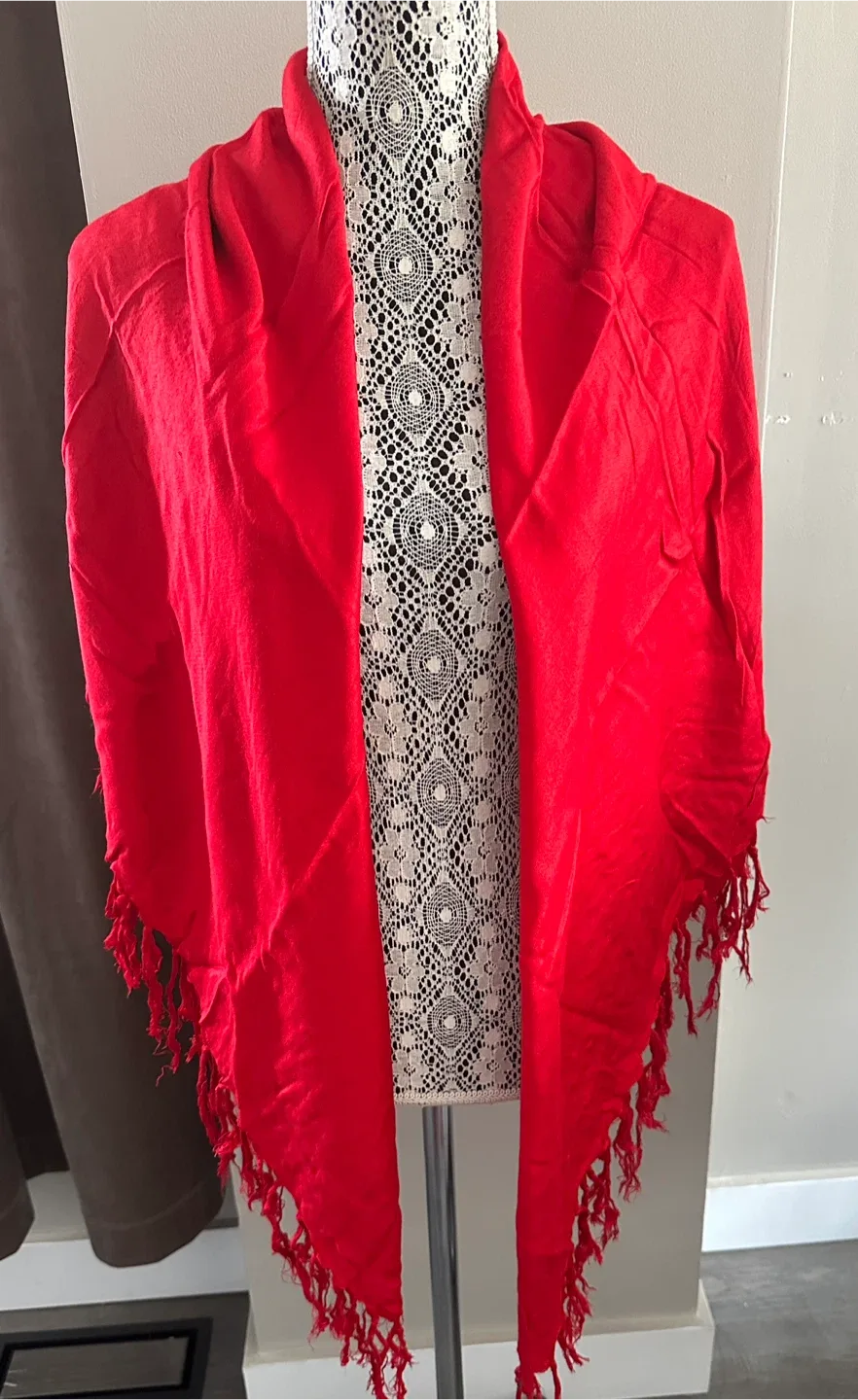 Red Shawl with Tassels thumbnail