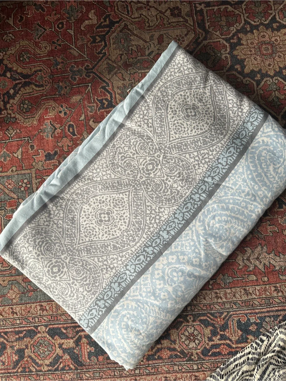 Patterned Blue & Grey Twin Duvet Cover thumbnail