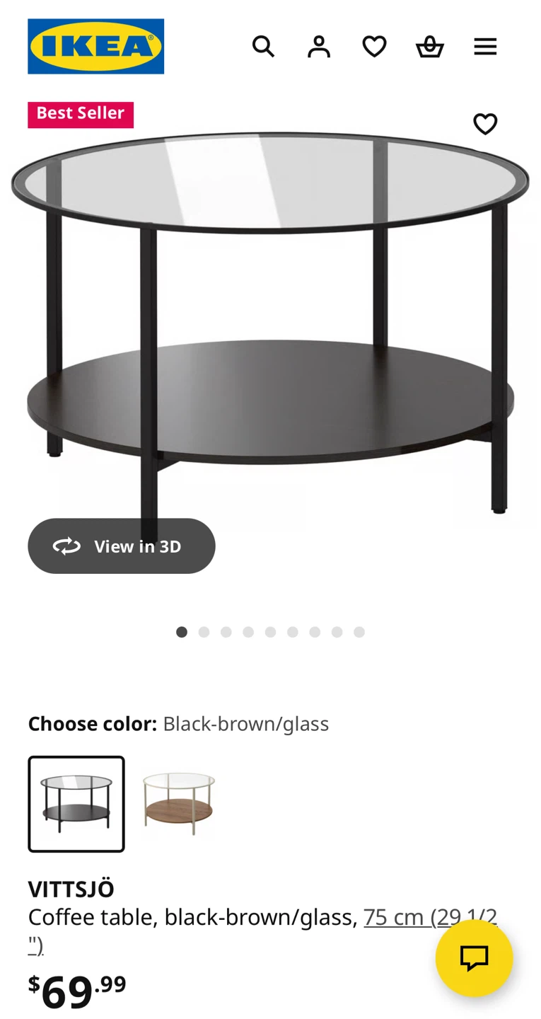 IKEA VITTSJÖ Coffee Table - Black-Brown/Glass