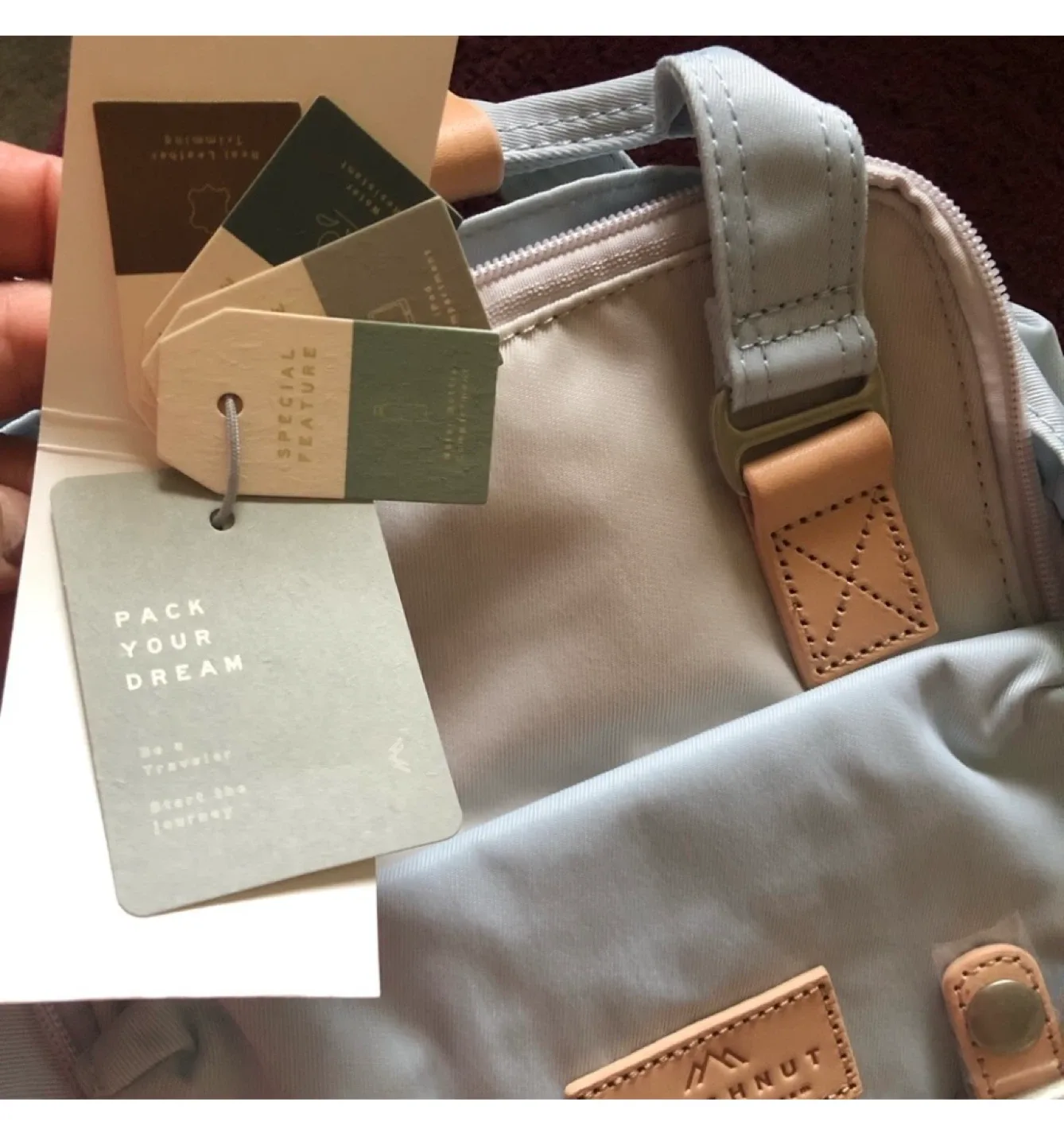 Doughnut Macaroon Tiny Backpack - Sky/Ivory image indicator(8)