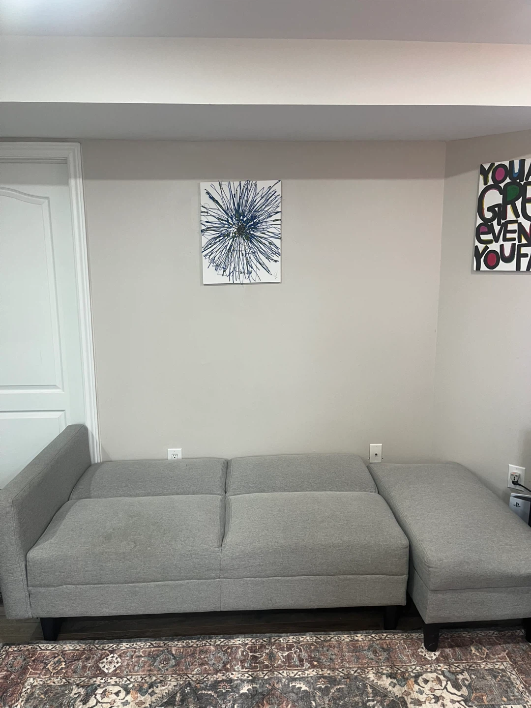 Grey Sofa Bed with Storage Ottoman - photo 2