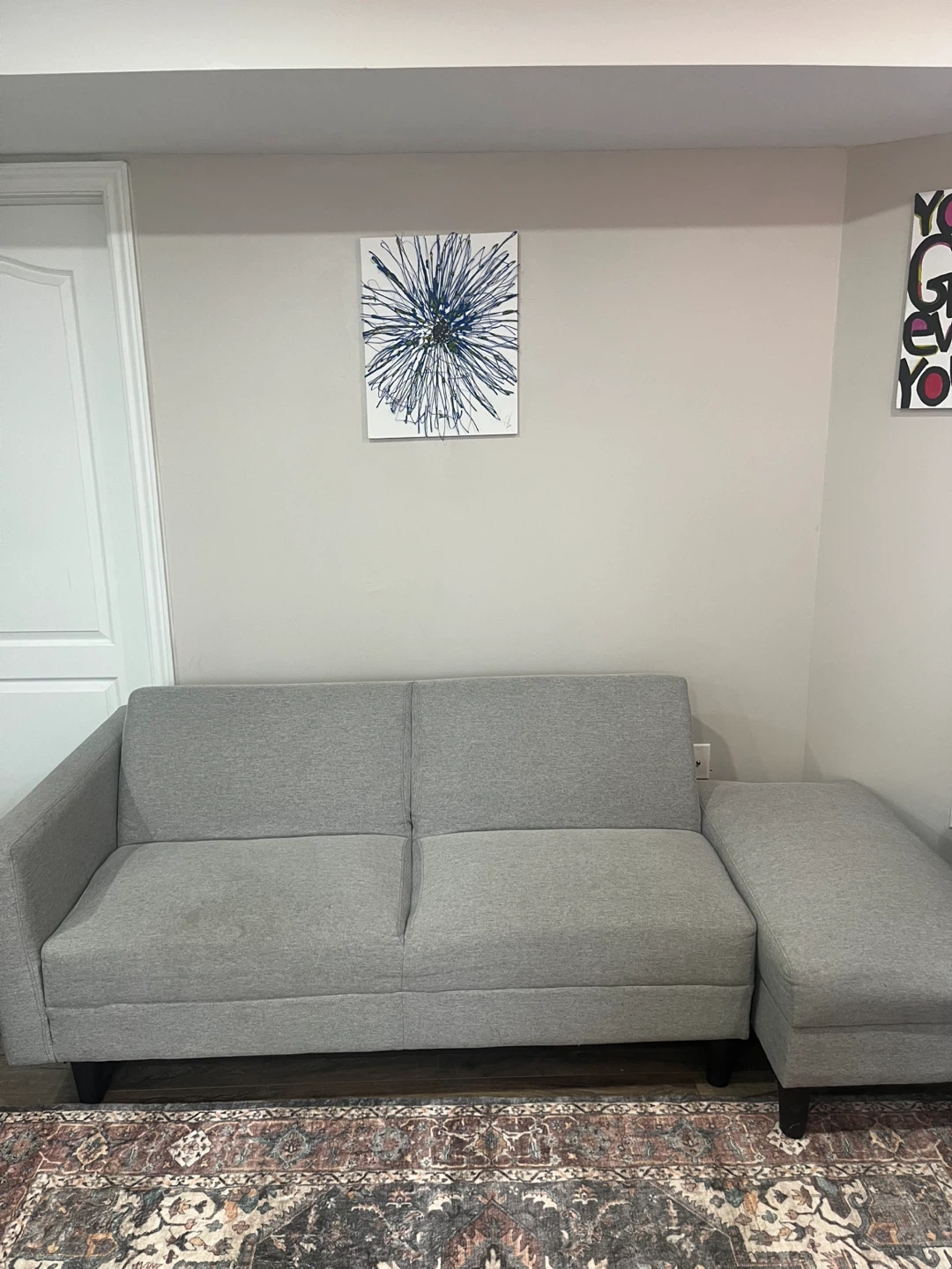 Grey Sofa Bed with Storage Ottoman