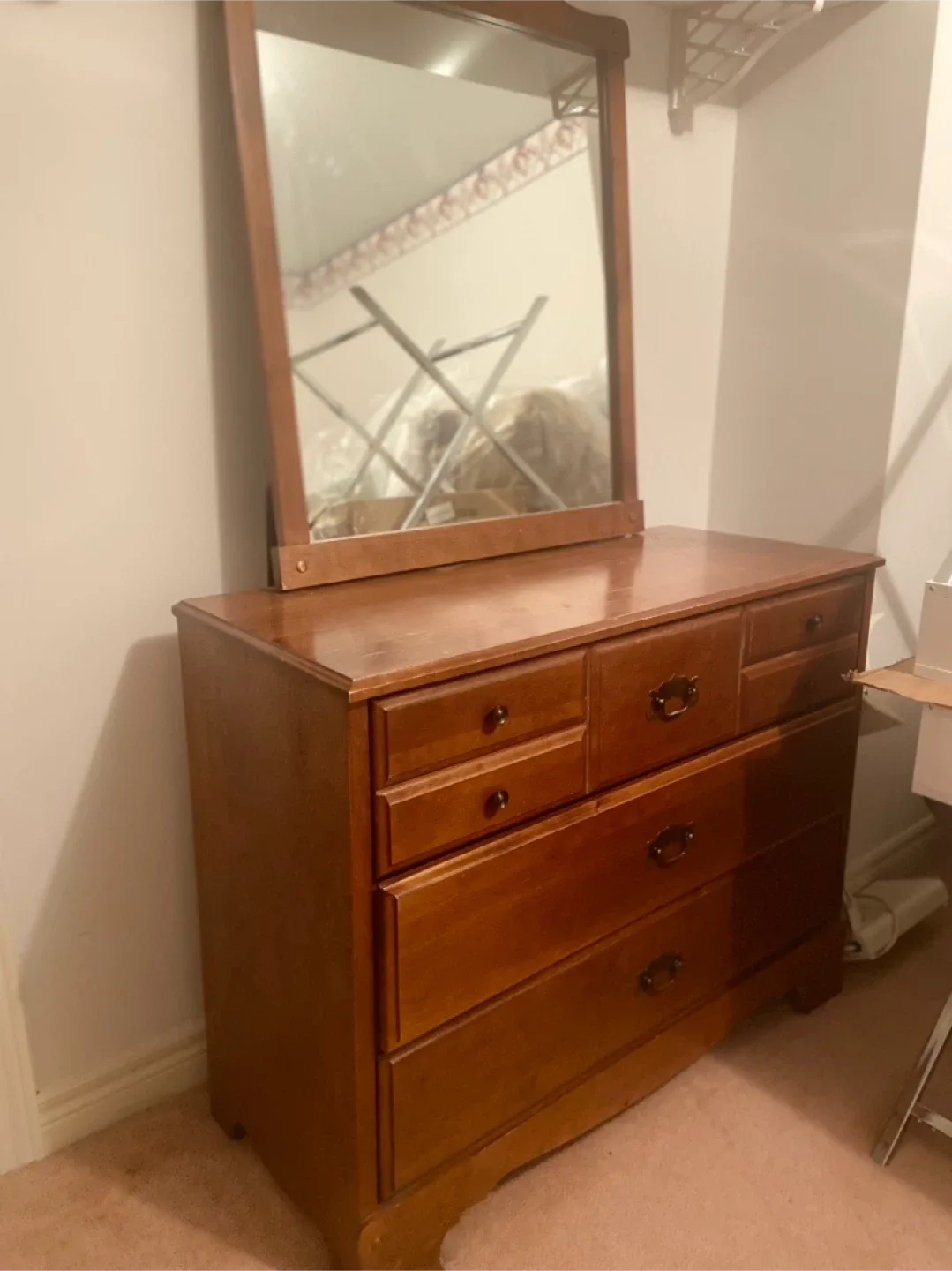 Wooden Dresser with Mirror - Brown image indicator(2)