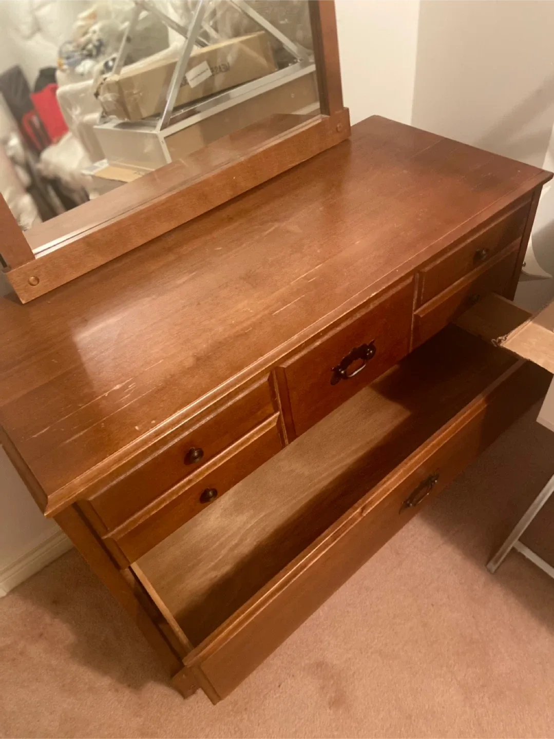 Wooden Dresser with Mirror - Brown image indicator(3)