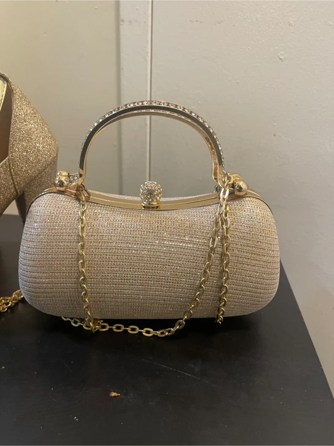 Gold Glitter Heels & Clutch Set image indicator(6)