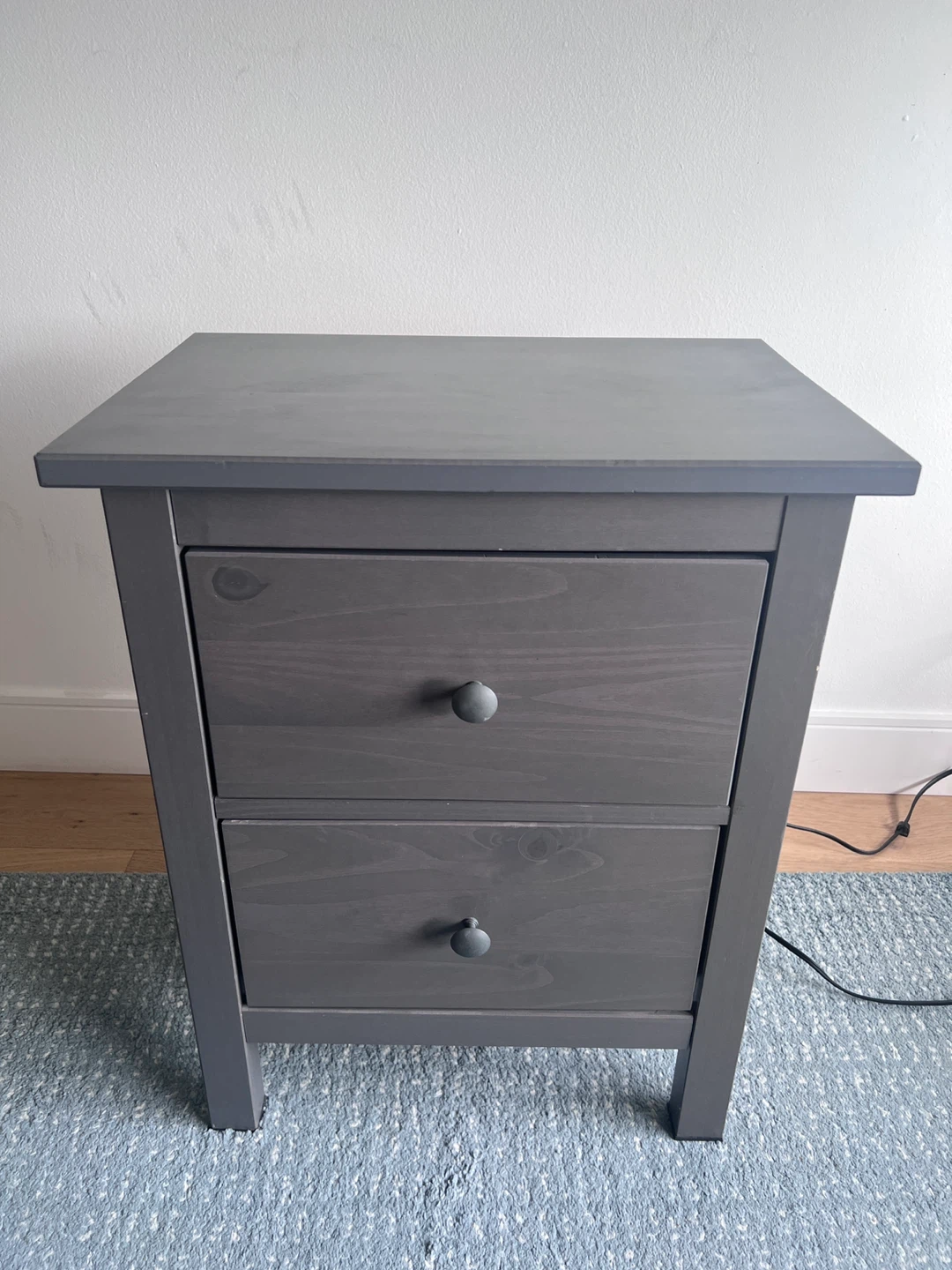 Grey 2-Drawer Nightstand