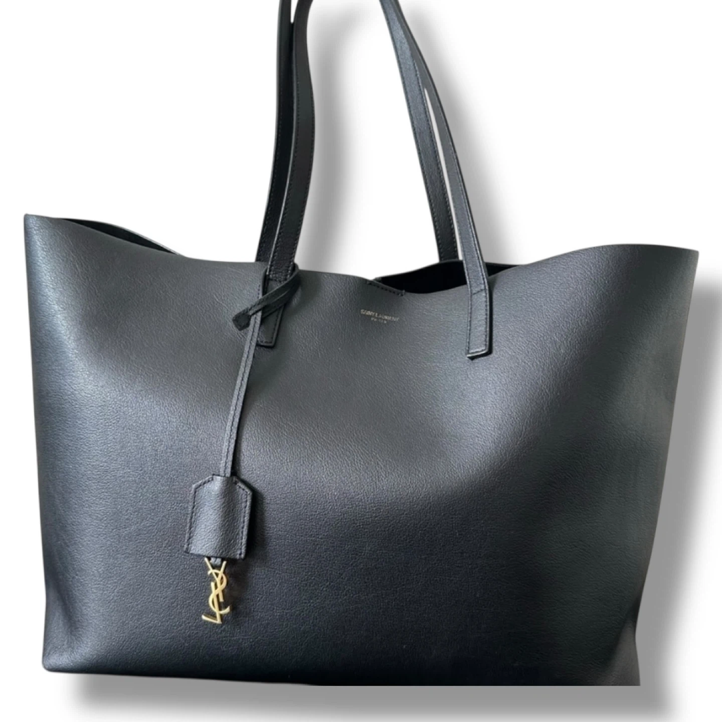 Authentic Saint Laurent Black Leather Tote Bag