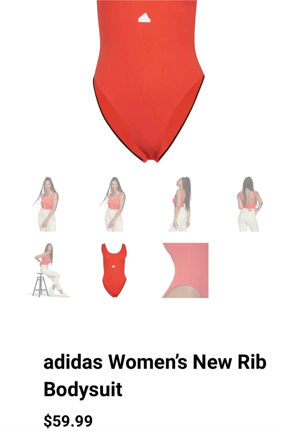 Adidas Red Ribbed Bodysuit image indicator(8)