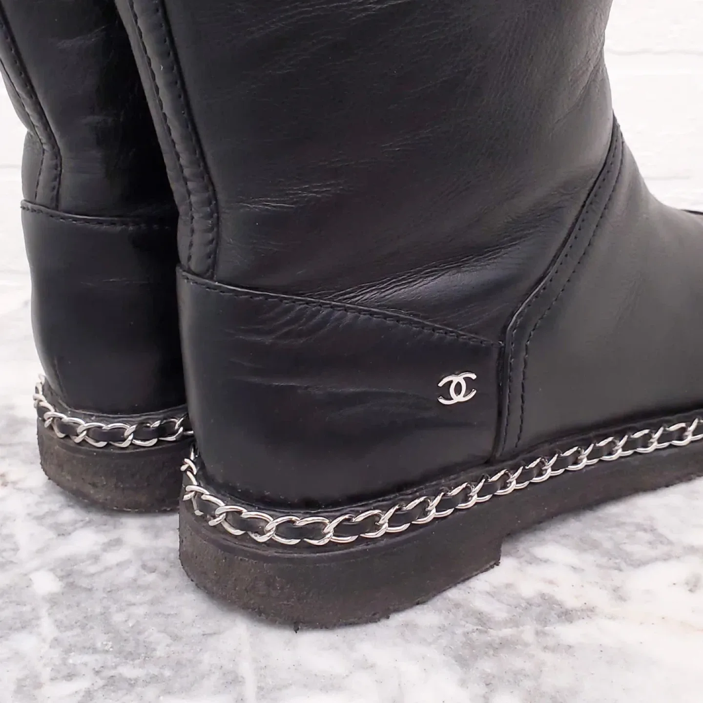 Authentic Chanel Intelocking boots fit size 7- 7.5 image indicator(7)