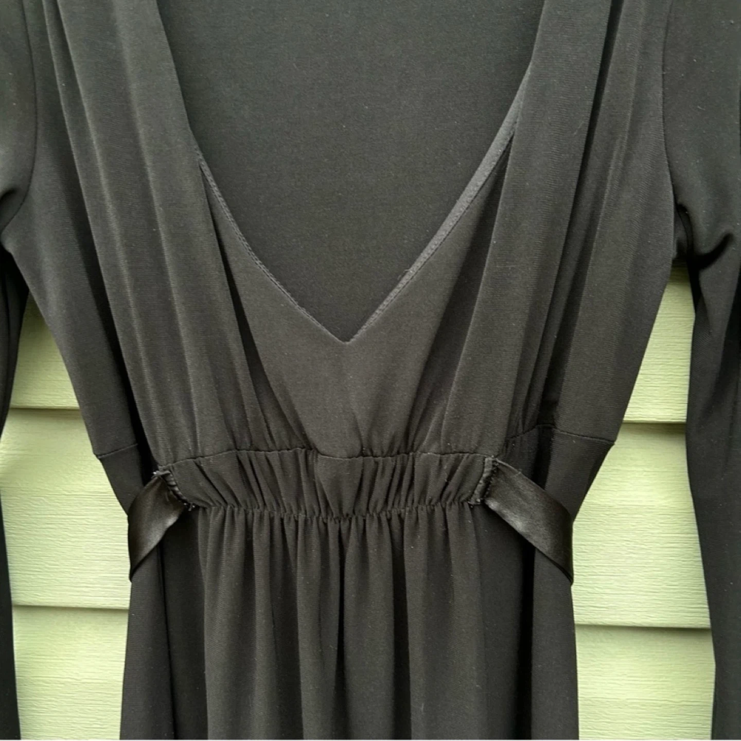 B Smart Long Sleeve V Neck Belted Knee Length Midi Dress Sz 9/10 - photo 2