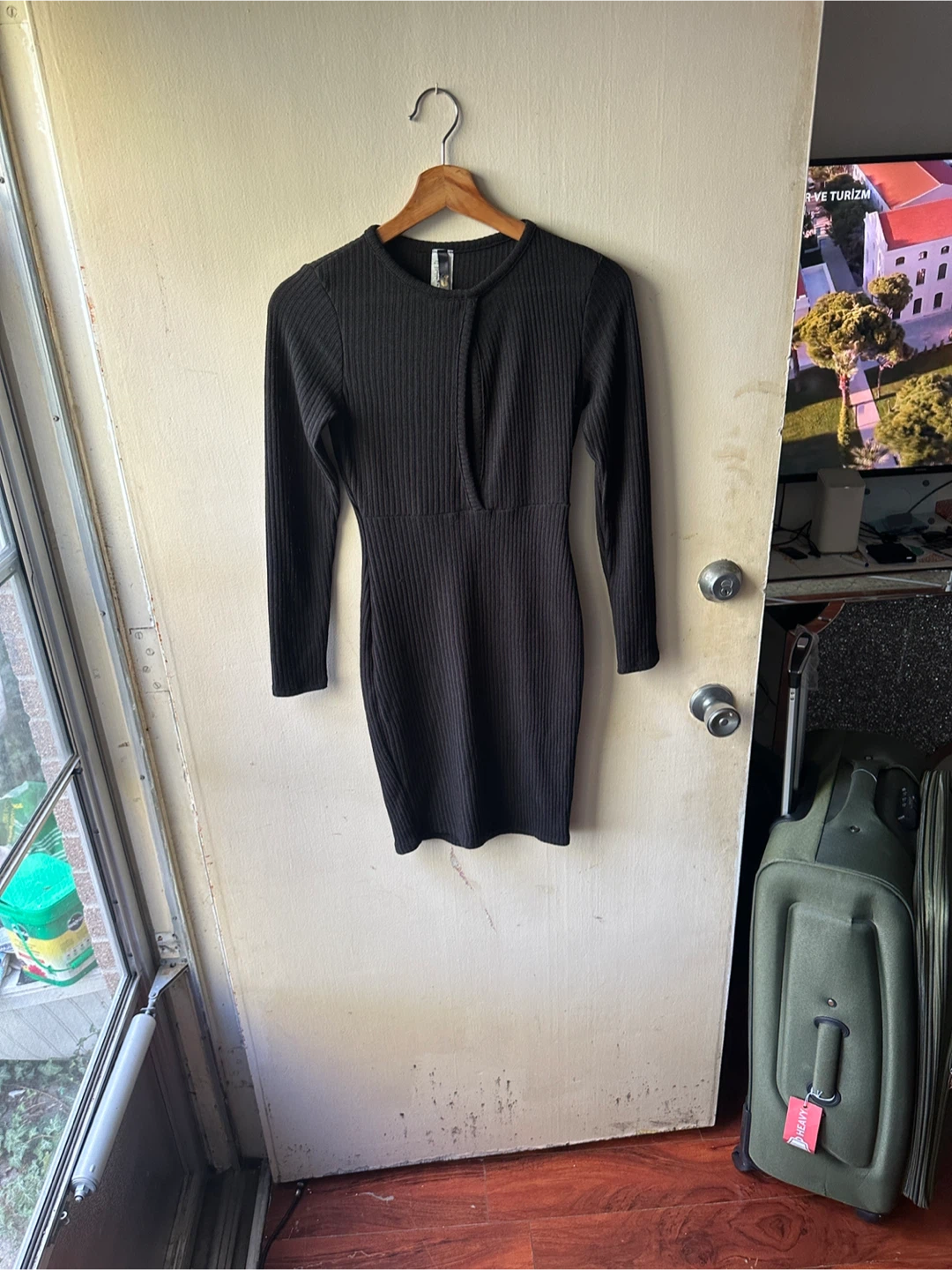 Uptown USA Black Ribbed Dress - Size M