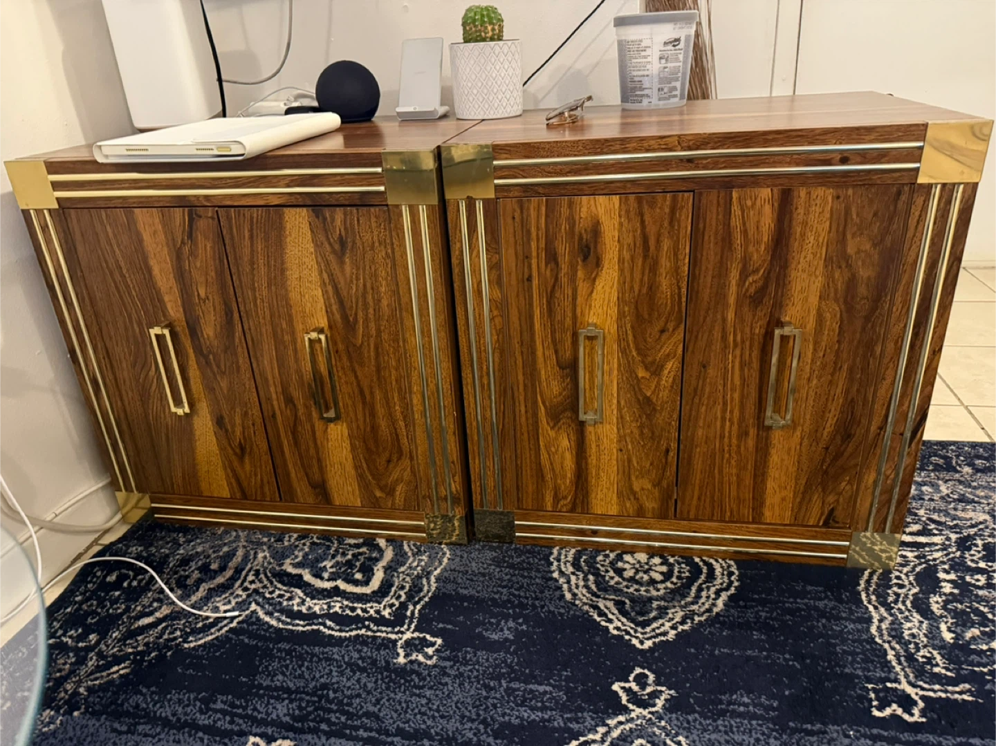 Wood Cabinets - Pair MCM end tables with storage - photo 2