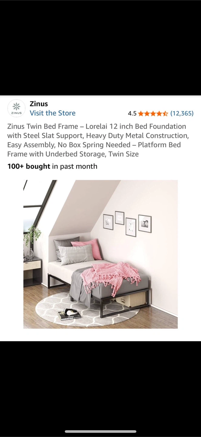 Zinus twin mattress 8inch + bed frame + pillow - photo 3