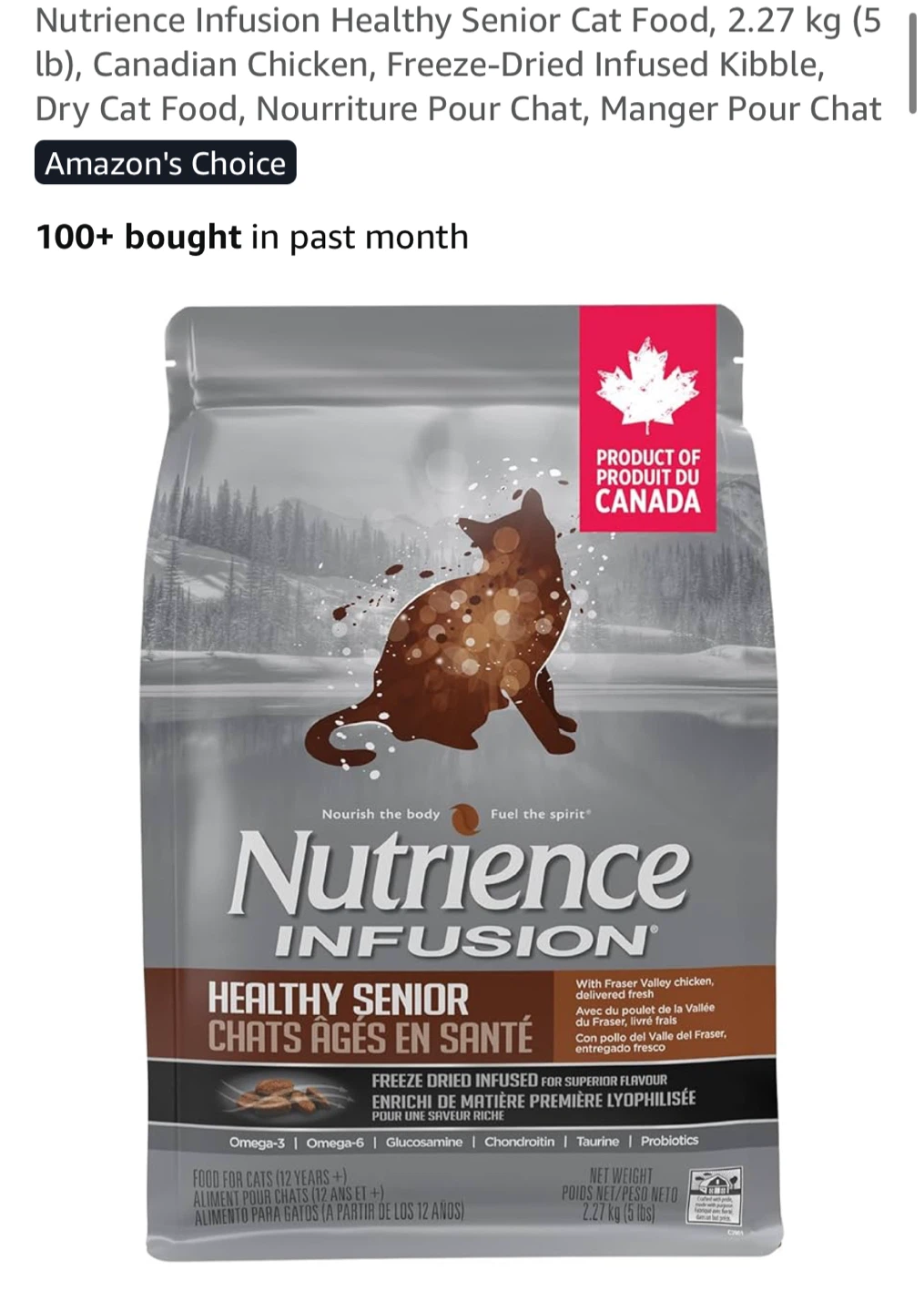Nutrience Infusion Healthy Senior Cat Food 2.27kg