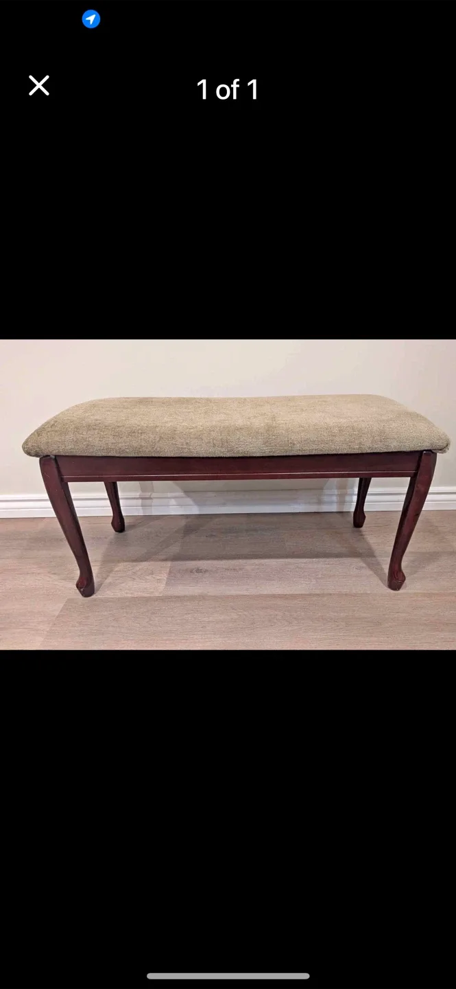 Upholstered Bench with Wood Legs thumbnail