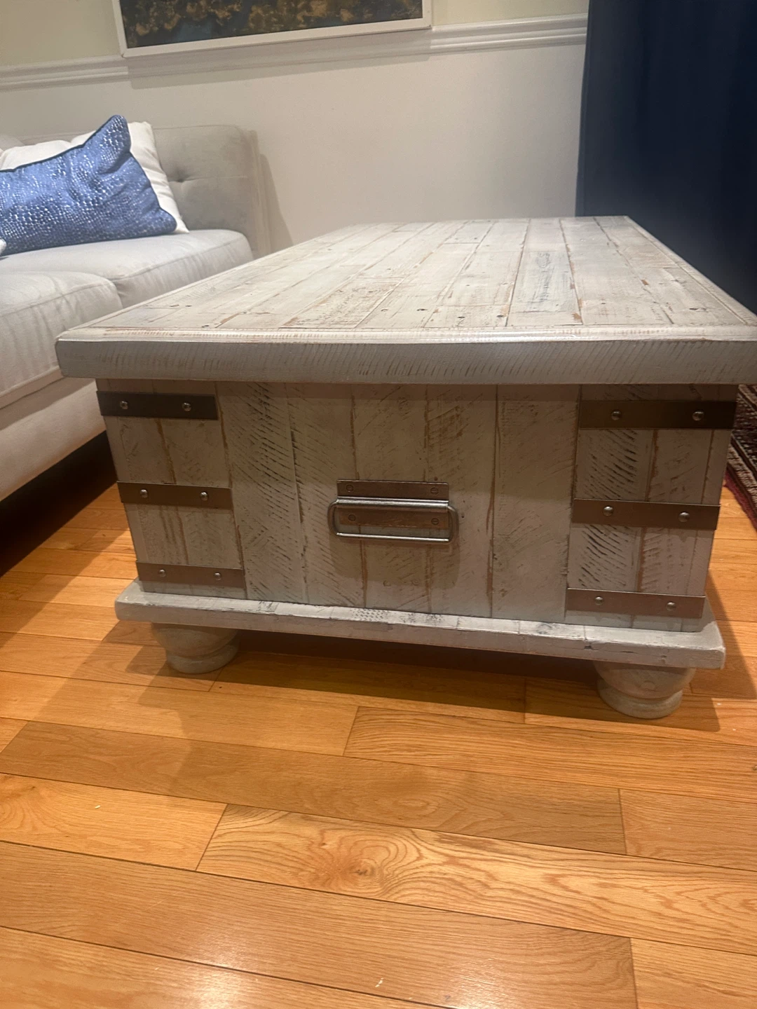 Light Gray Wash Finish Coffee Table - photo 2