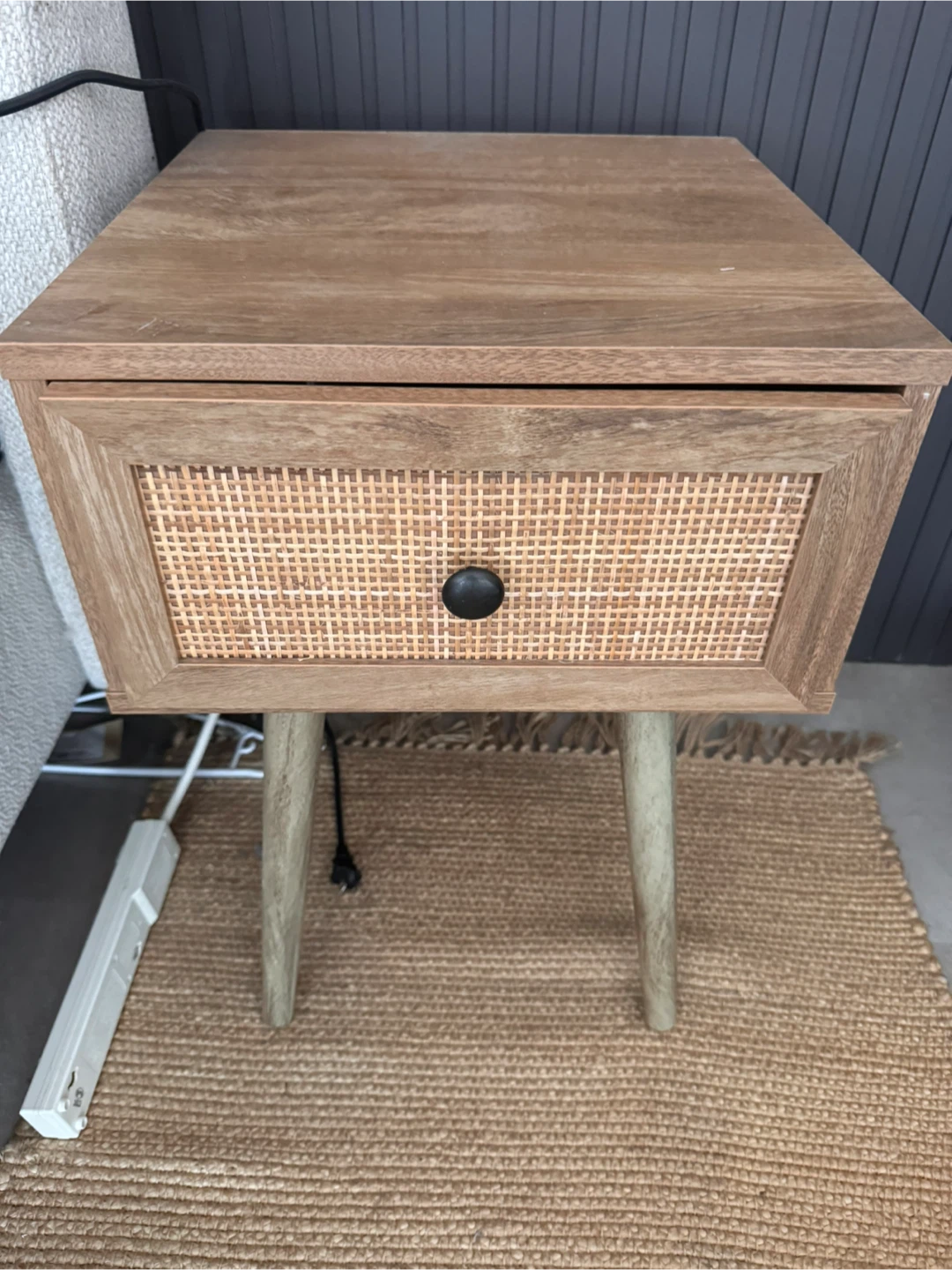 Wood & Rattan Accent Side table