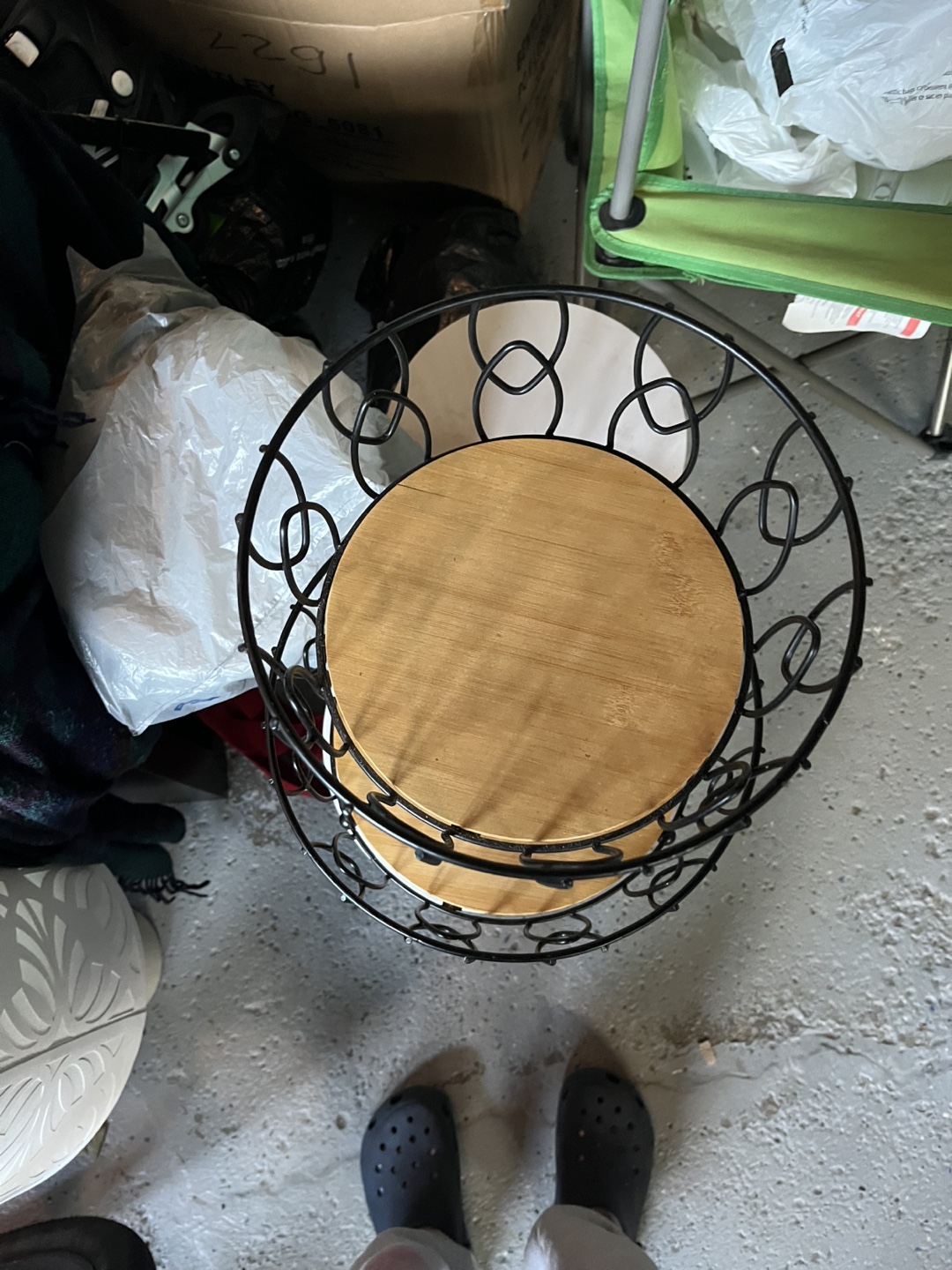 Two Tier Metal & Wood Basket Stand - photo 3