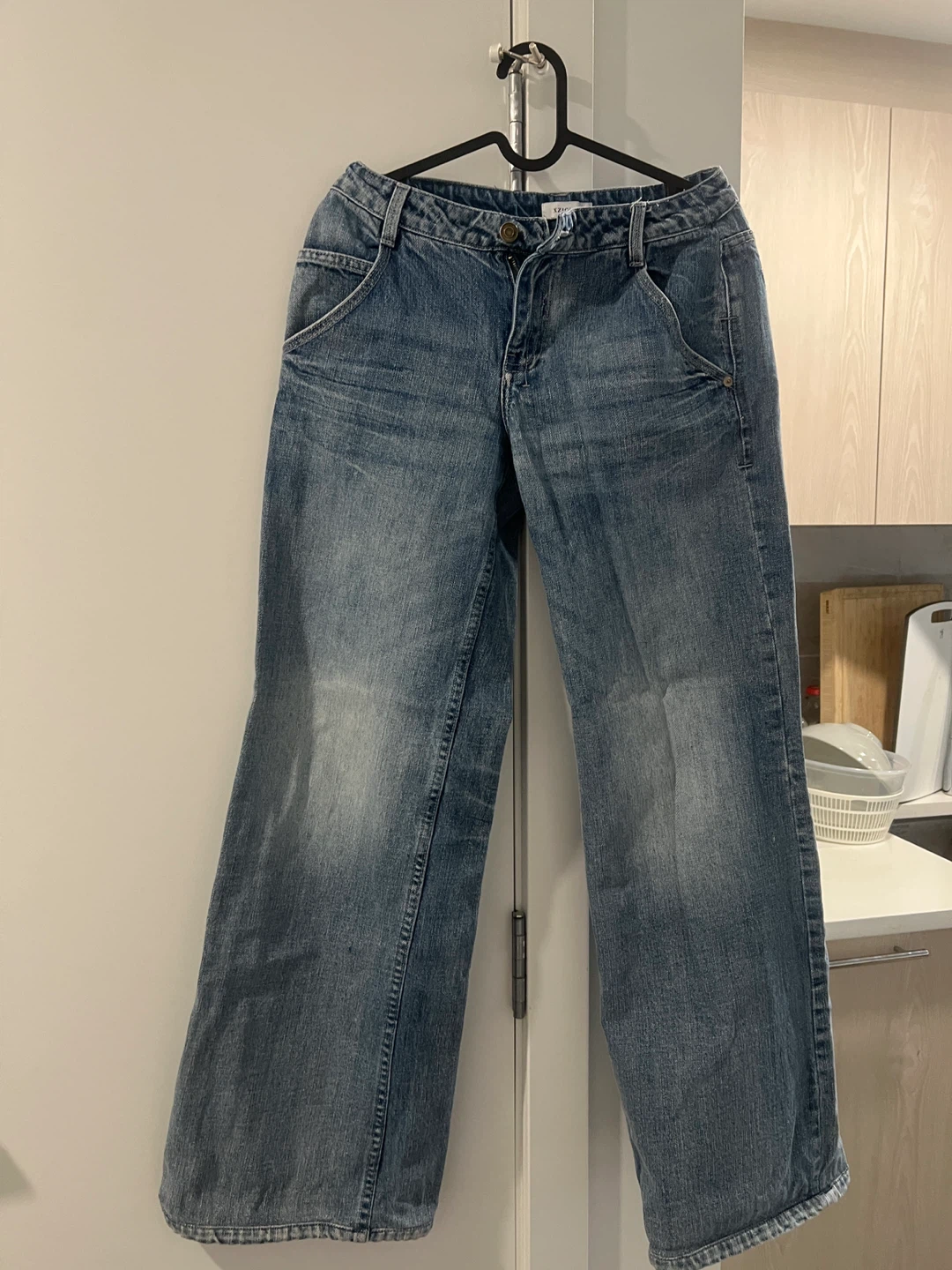 Wide Leg Jeans Washed Blue - photo 2