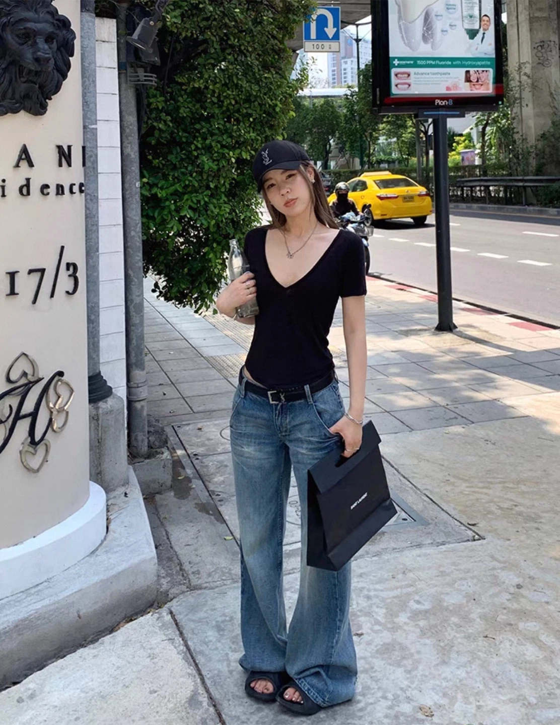 Wide Leg Jeans Washed Blue