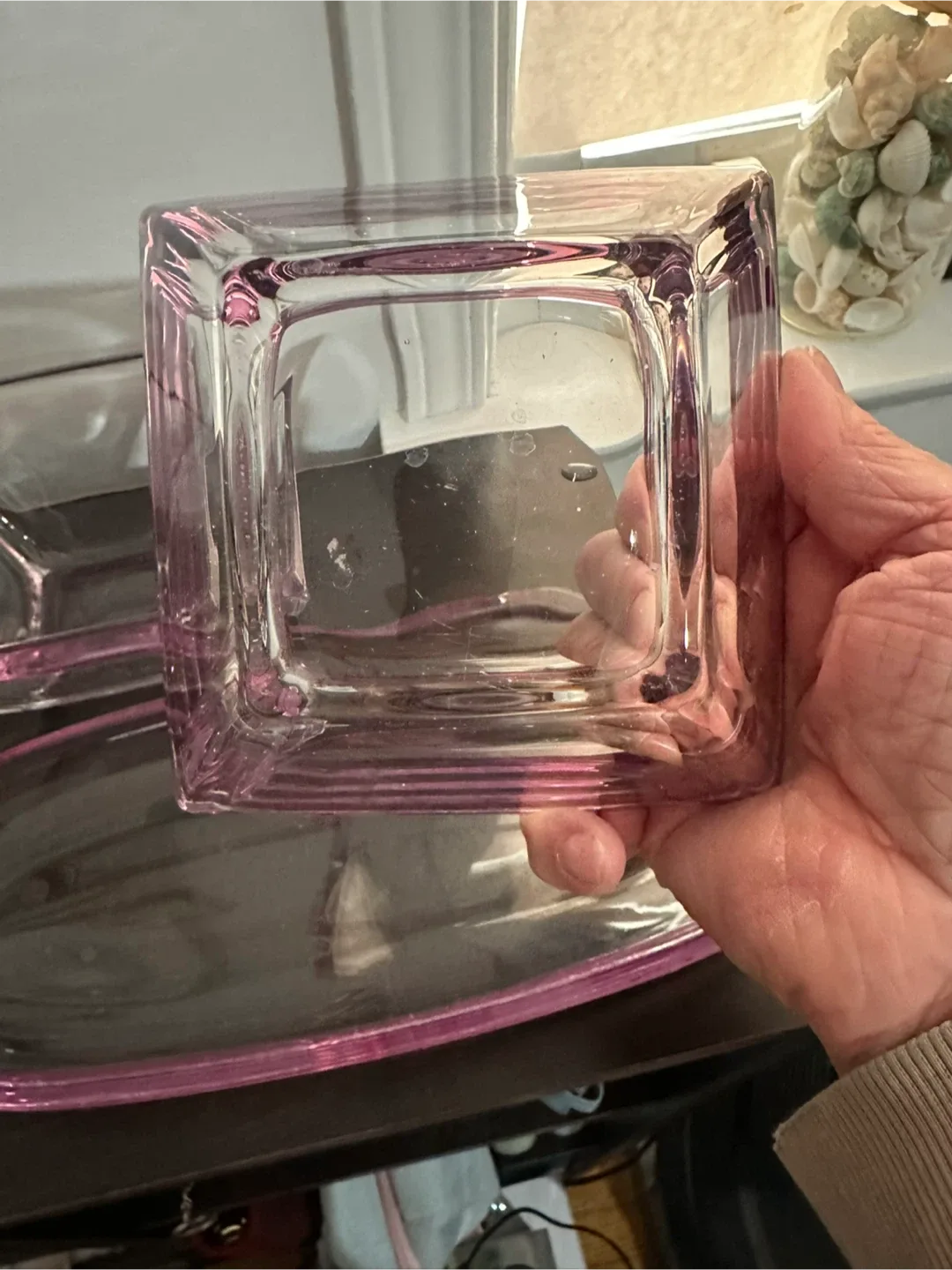 Glass Bowls & Tray Set with Pink Trim image indicator(5)