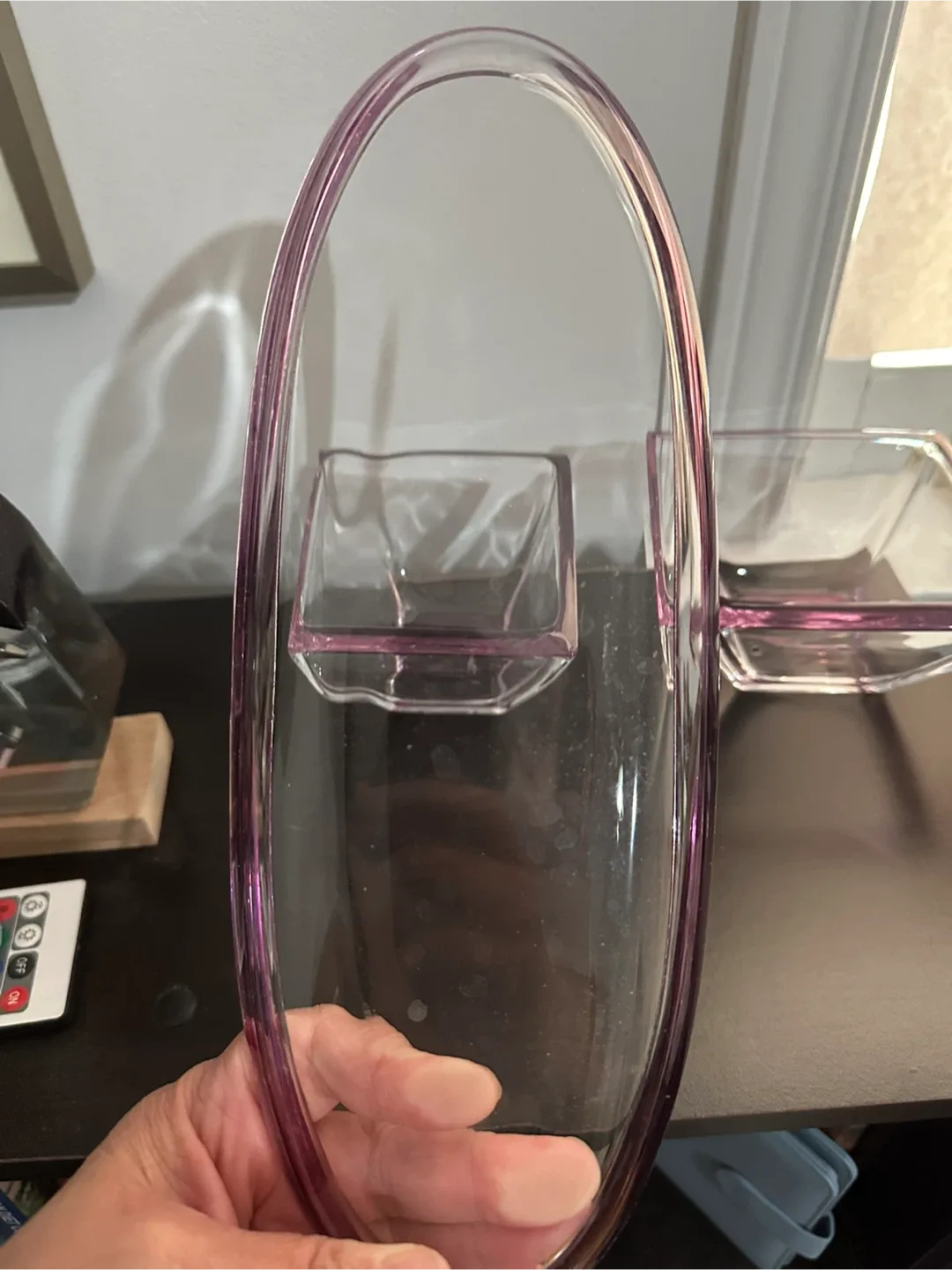 Glass Bowls & Tray Set with Pink Trim image indicator(7)