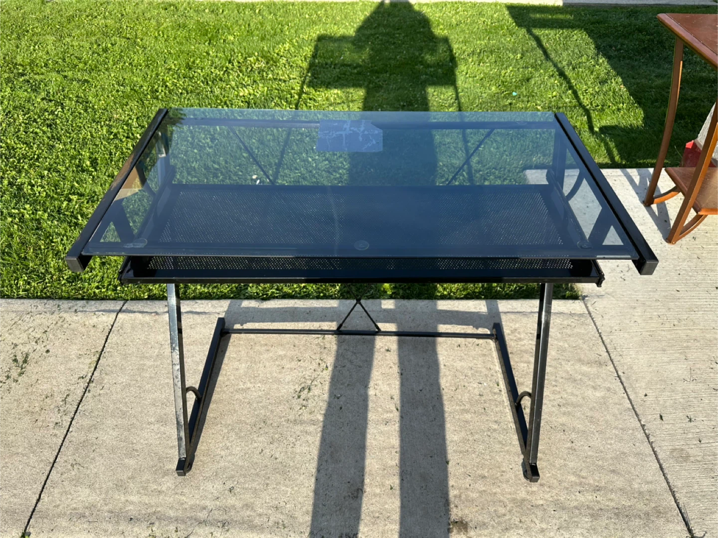 Black Glass Top Drafting Table