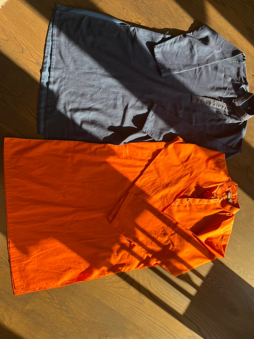 Two youth Kurta Shirts - Blue and Orange thumbnail