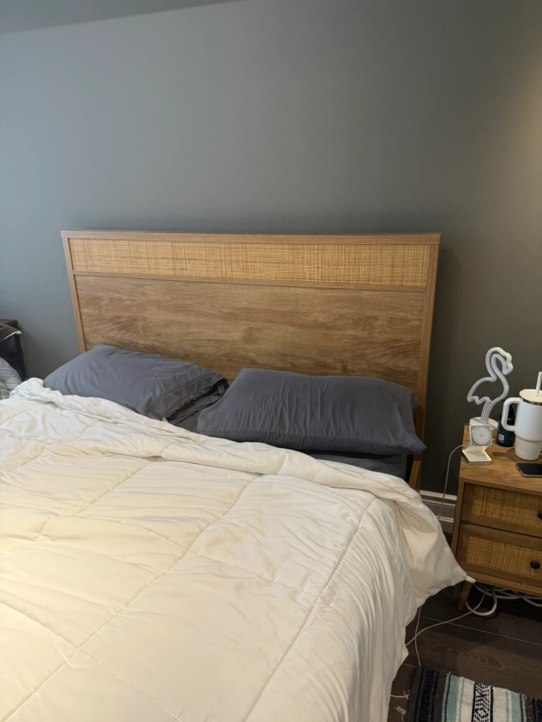 Structube Wood and Rattan Bed Frame (Kayden) - Queen