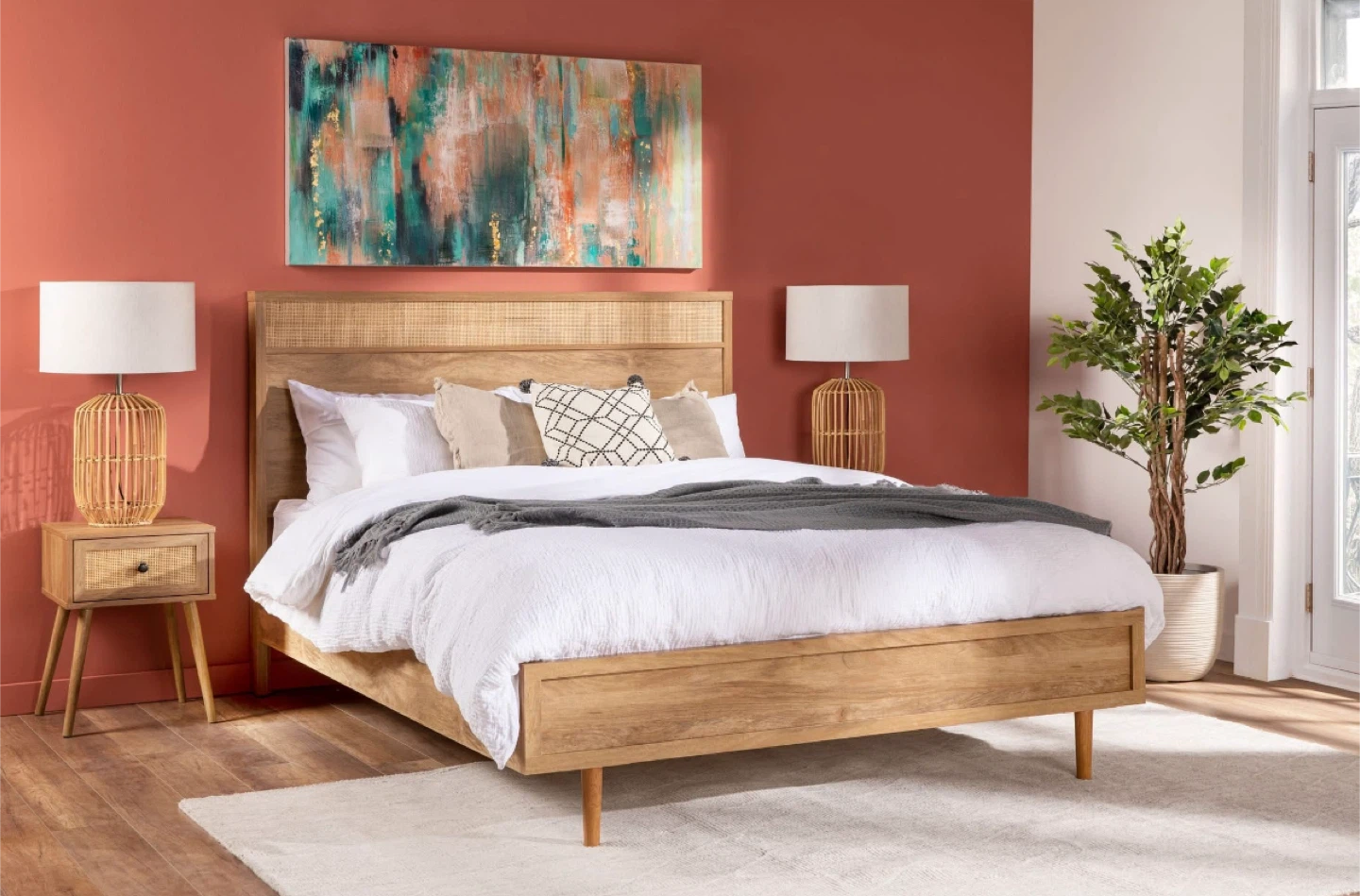 Structube Wood and Rattan Bed Frame (Kayden) - Queen - photo 5
