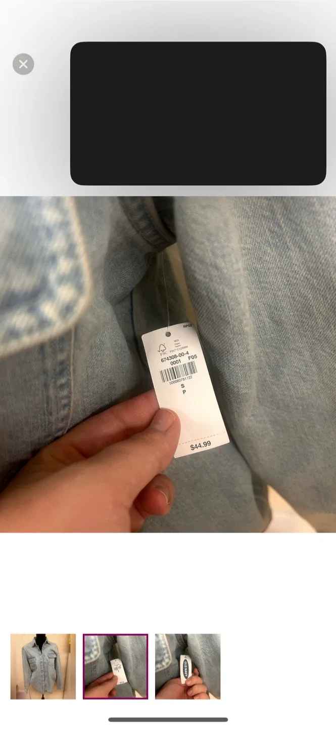 New Old Navy small light wash Denim button up Shirt image indicator(2)