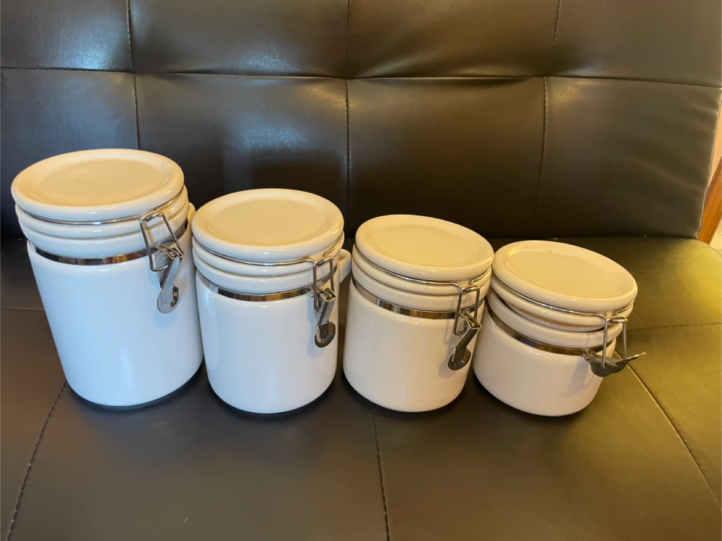 White Ceramic Canister Set - 4 Piece